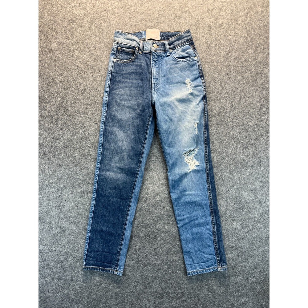 Revice‎ Jeans Women's 26 Straight Leg Patch Work Distressed High Rise Denim